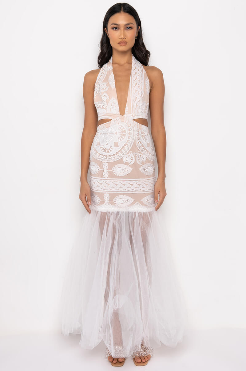 Side View Been The Queen Peplum Lace Maxi Dress