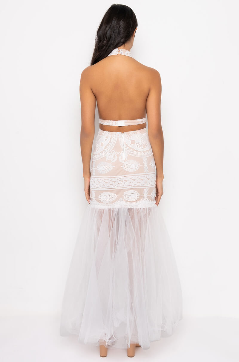 Detail View Been The Queen Peplum Lace Maxi Dress
