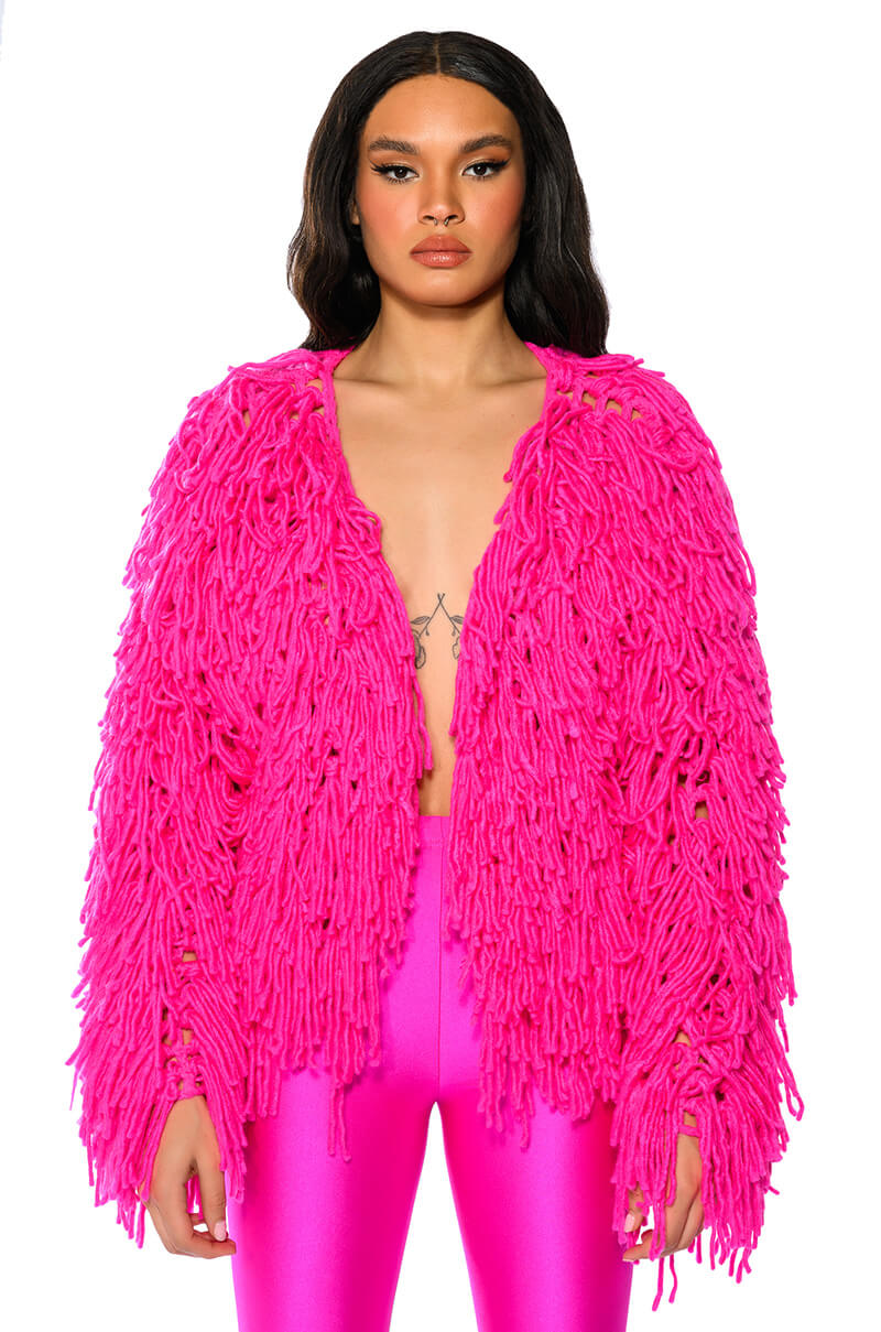 Front View Before I Love U Fringe Cardigan