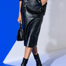 Front View Begin Again Faux Leather Midi Skirt