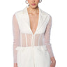 Front View Beibs In The Trap Corset Blazer Dress With Rhinestone Sleeves
