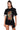 Front View Believe It Mixed Fabric Asymmetrical Rhinestone T-shirt