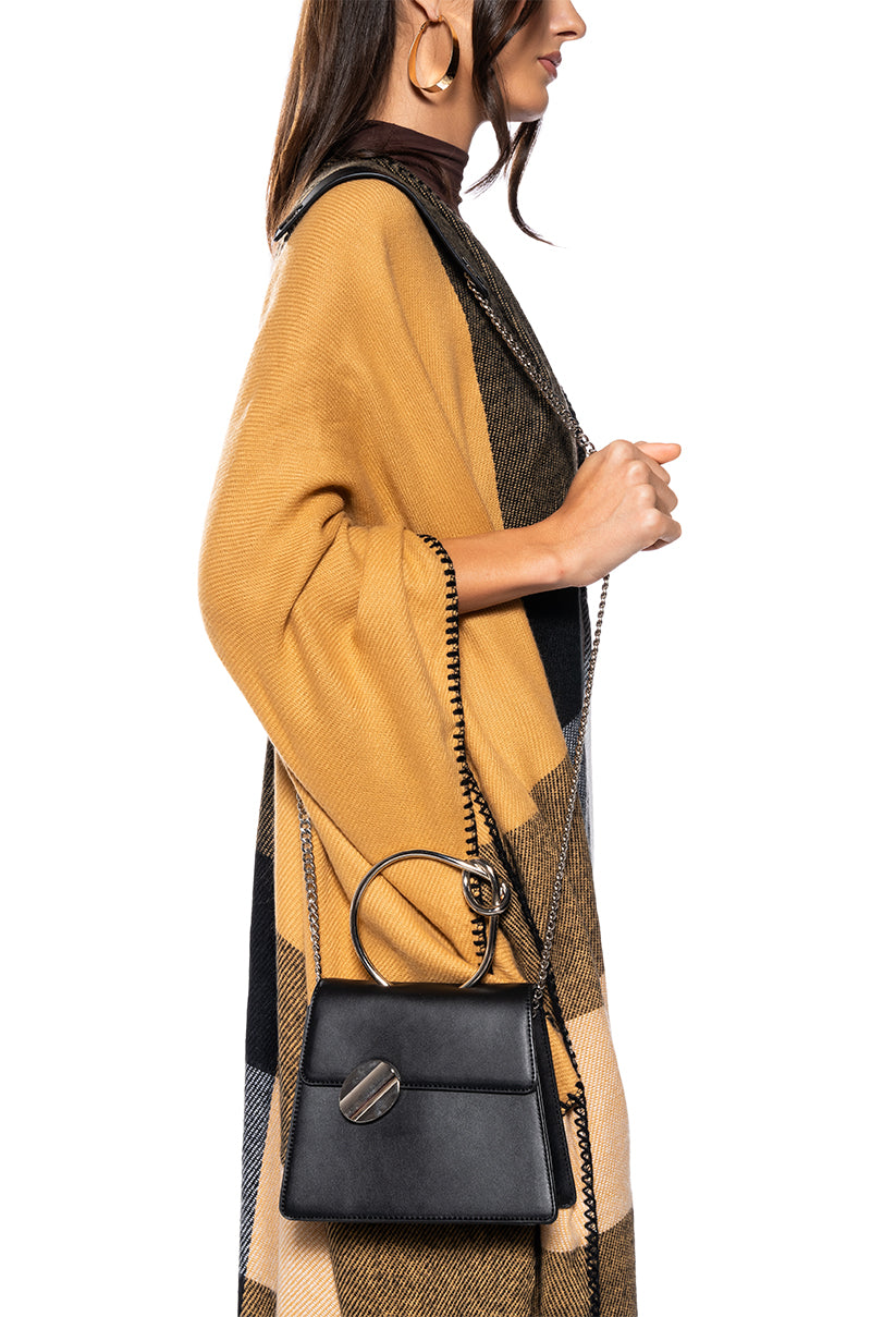 Front View Believe It Or Knot Crossbody Bag In Black