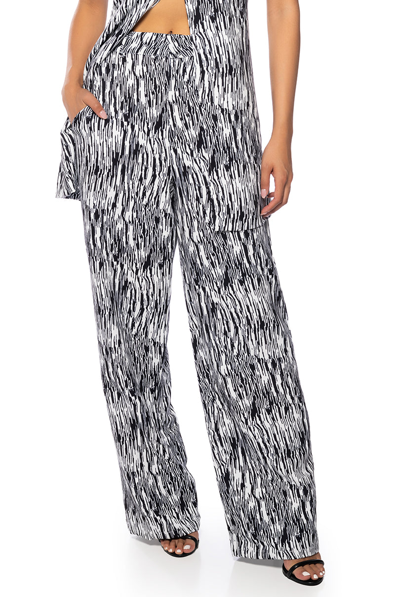 Front View Believer Printed Wide Leg Trouser