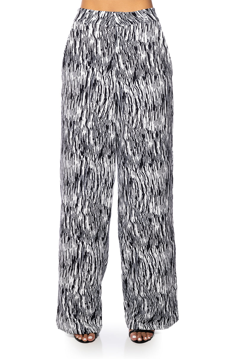 Back View Believer Printed Wide Leg Trouser