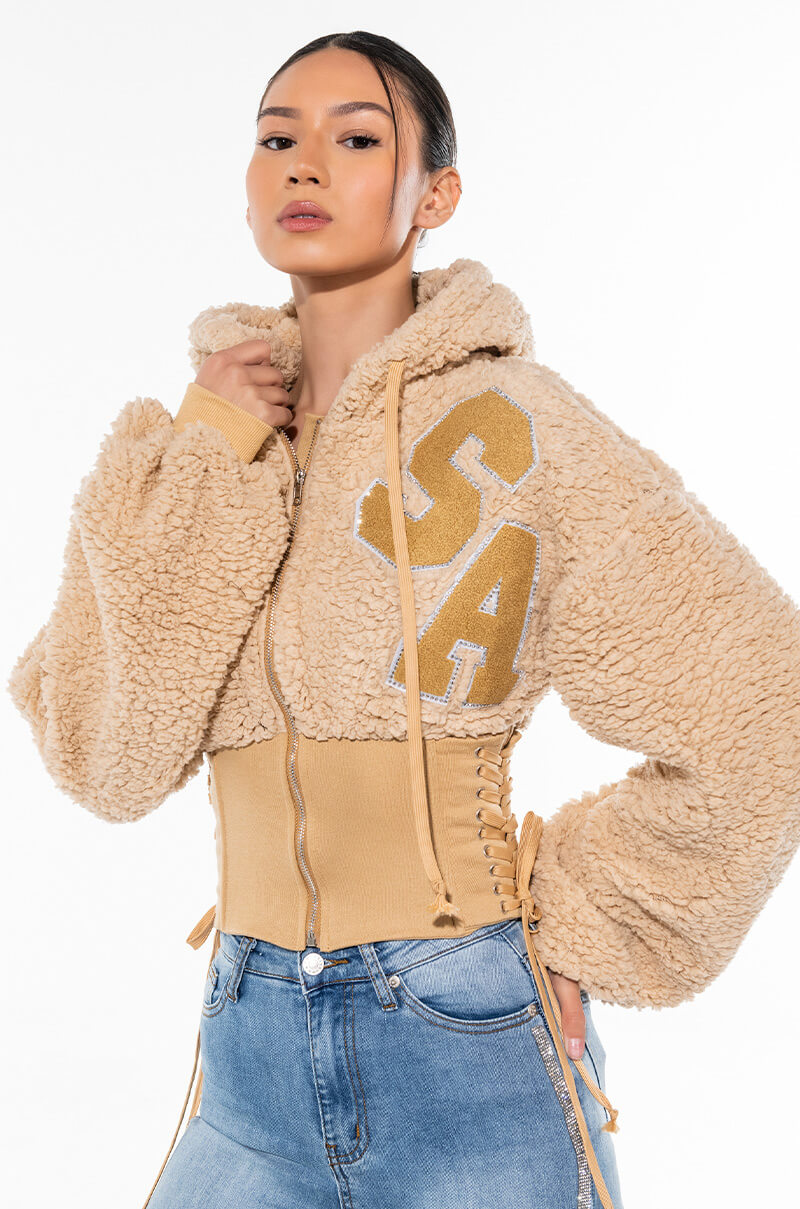 Front View Bella Corsetted Hoodie 0