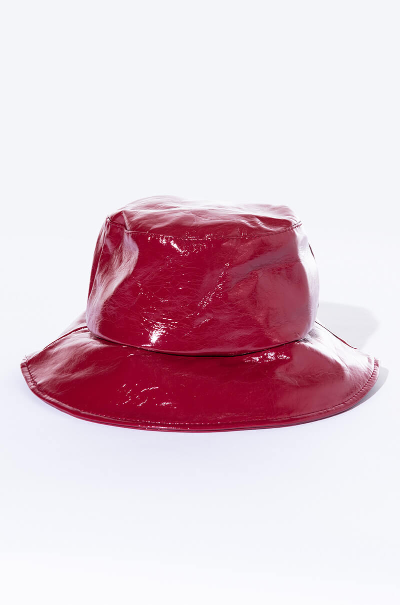 Back View Bella Faux Leather Bucket Hat