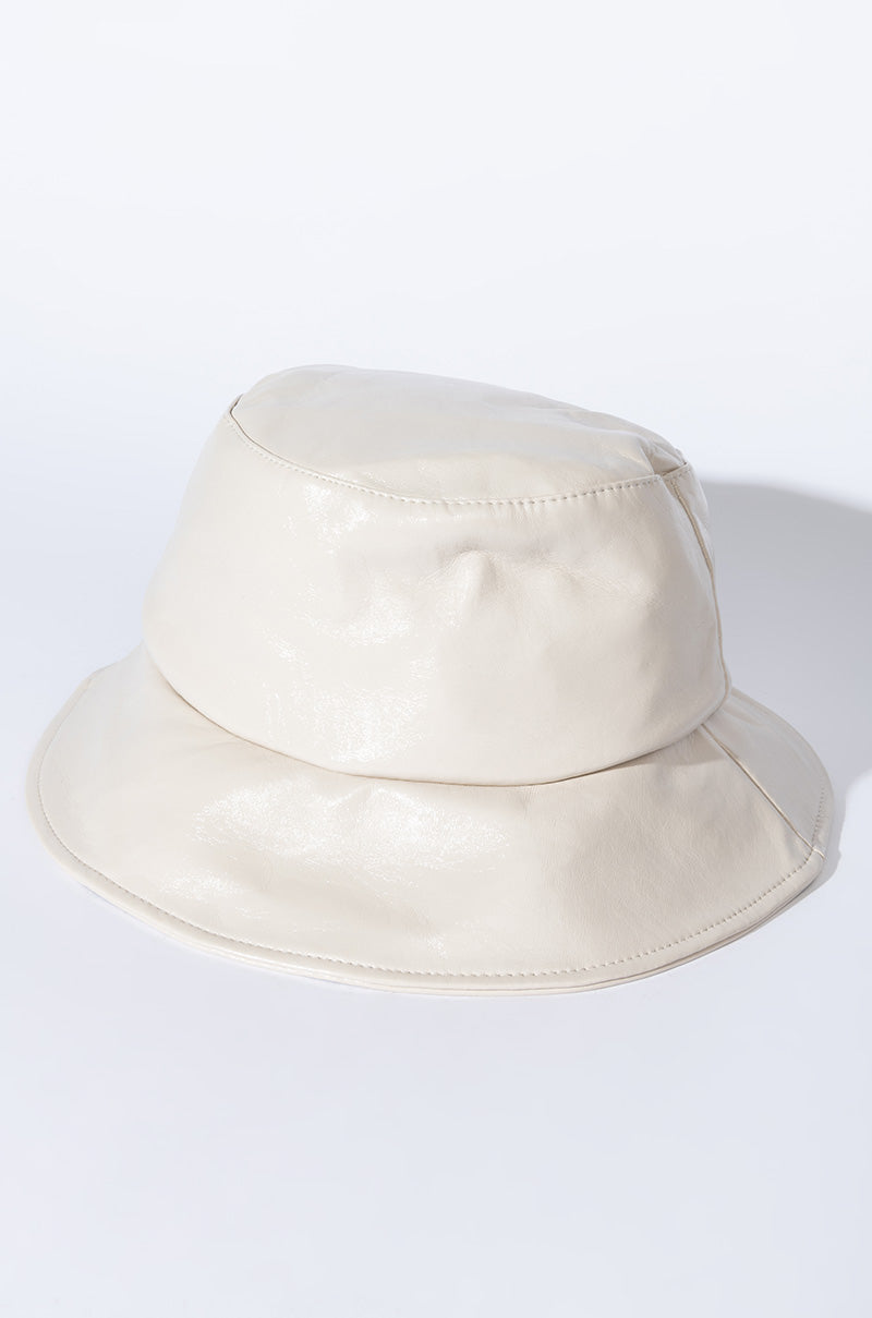 Side View Bella Faux Leather Bucket Hat 1