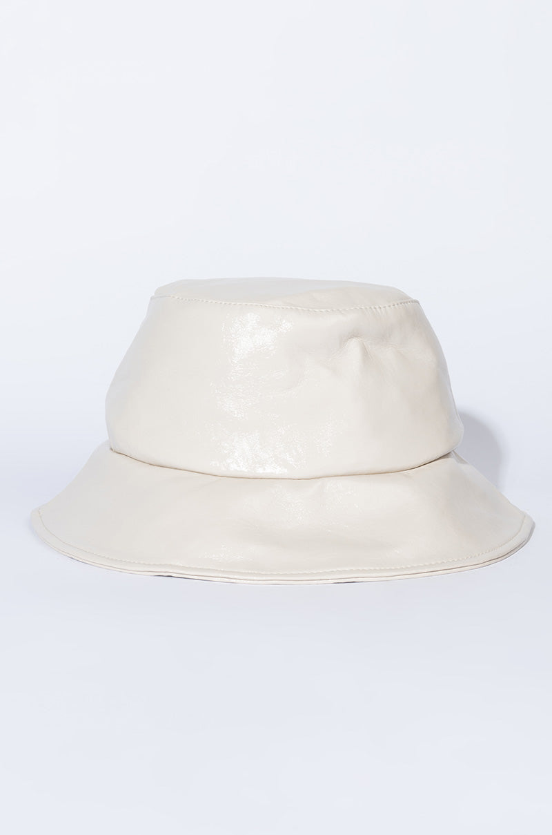 Back View Bella Faux Leather Bucket Hat 2