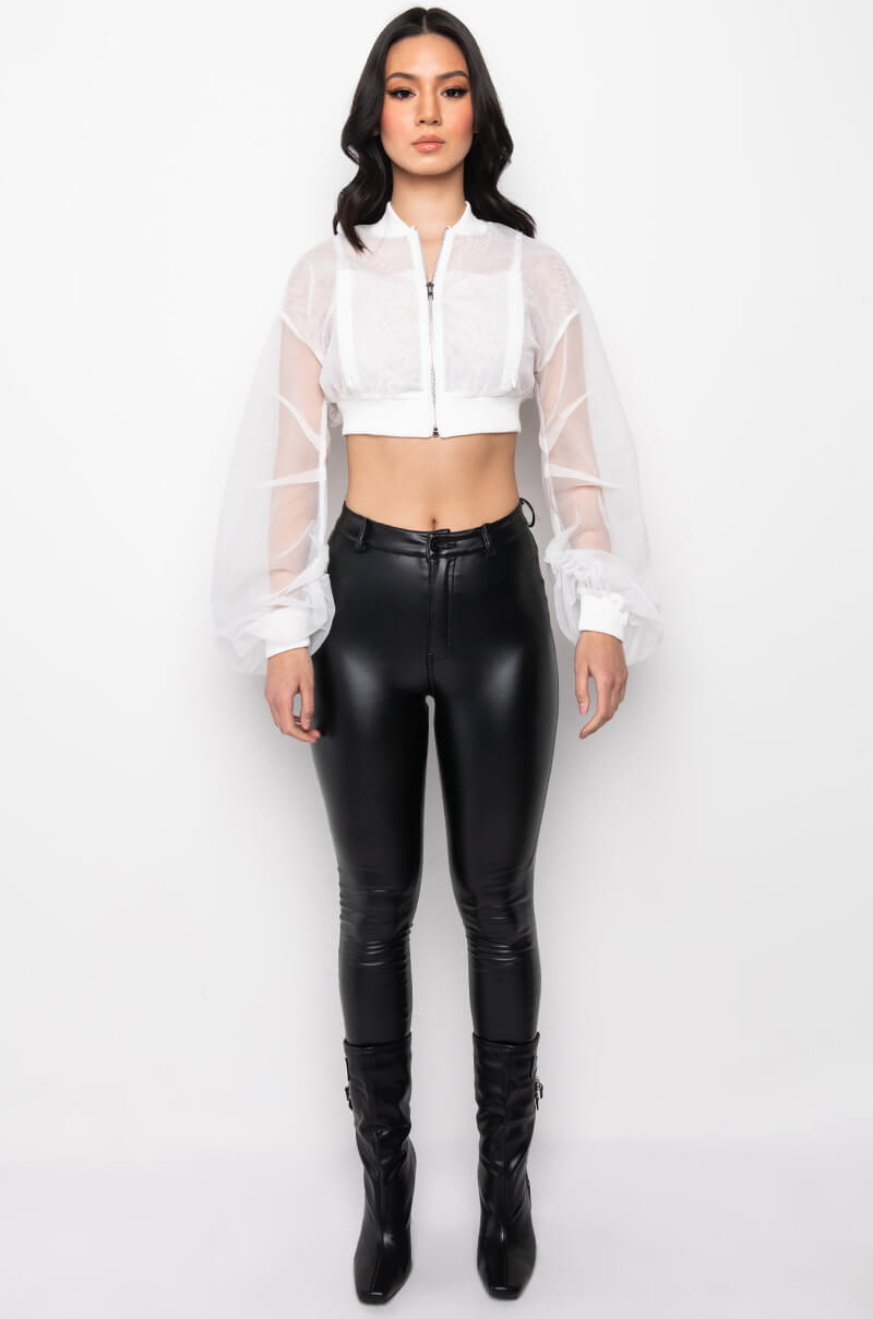 Extra View Bella Luna Sheer Stacked Arm Bomber