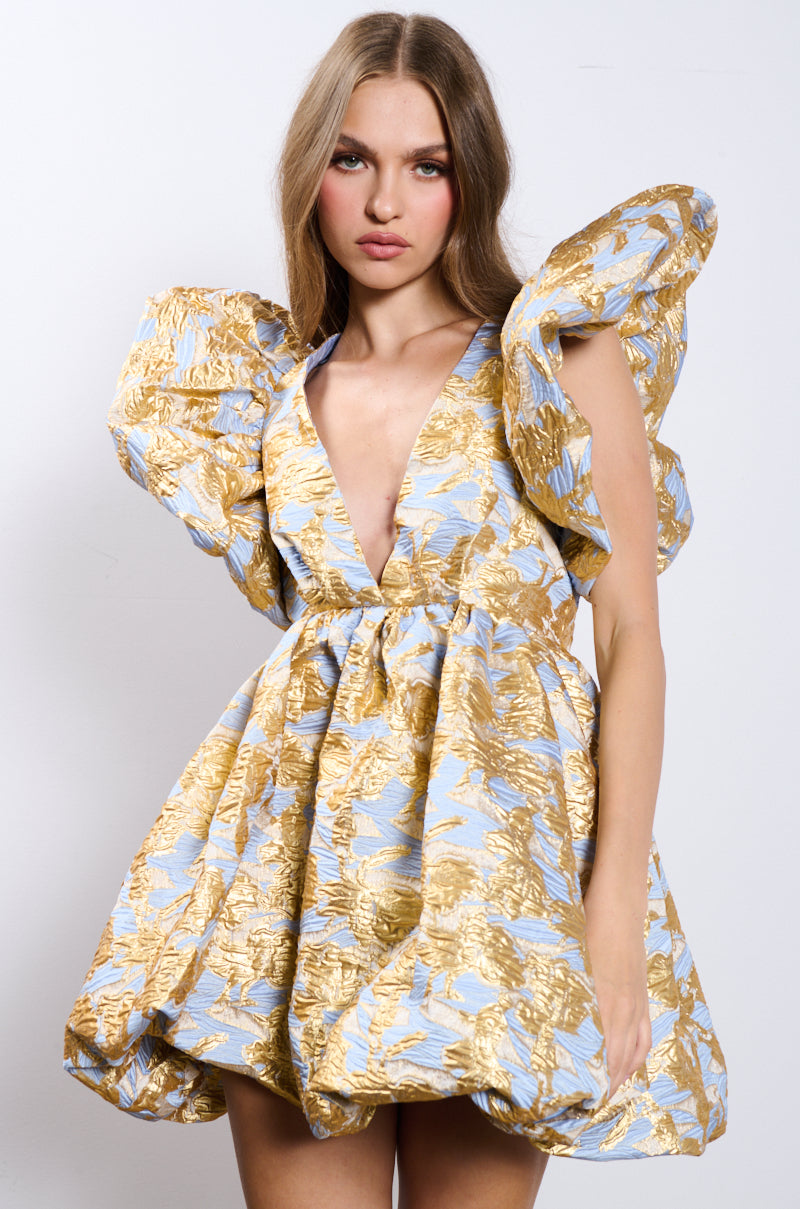 Side View Belle Of The Ball Brocade Mini Dress
