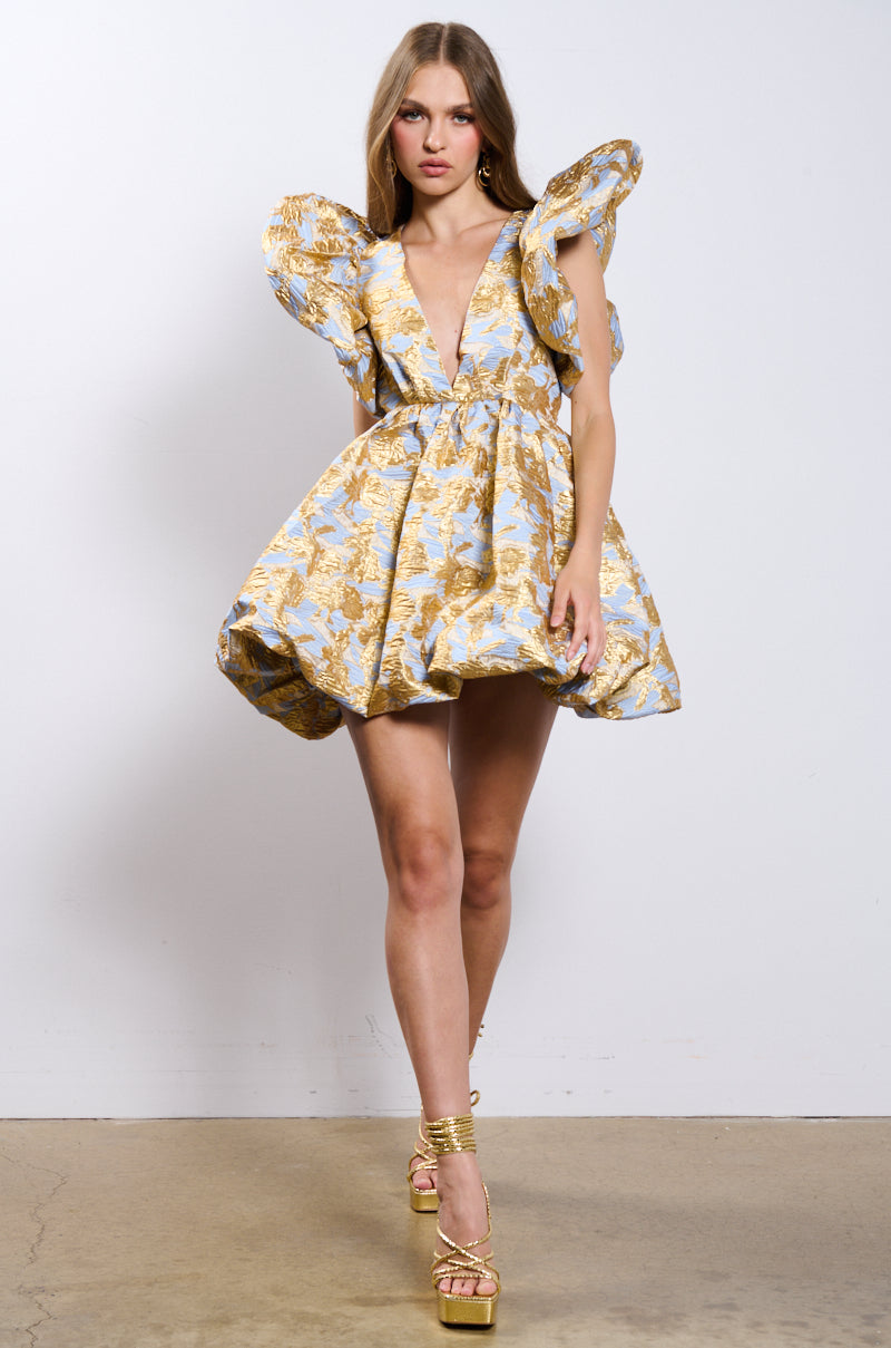 Extra View Belle Of The Ball Brocade Mini Dress