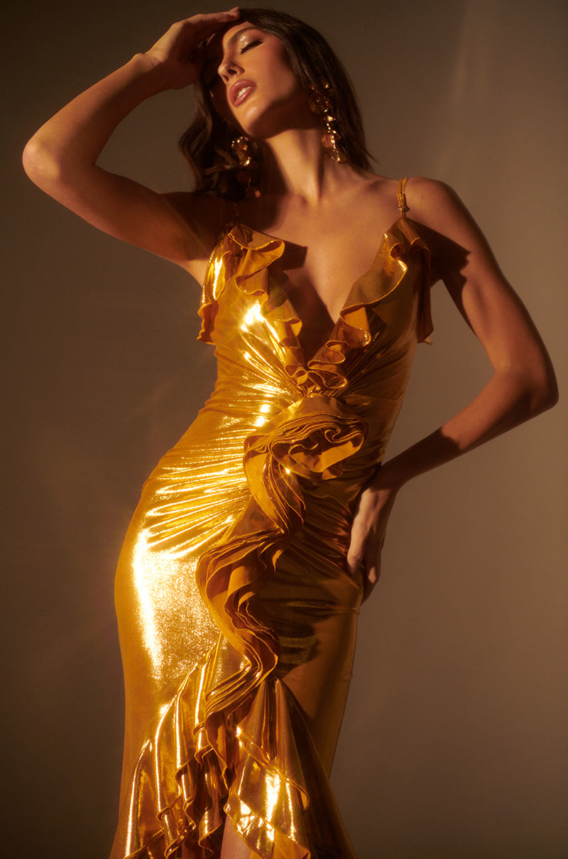 BELLE OF THE BALL METALLIC MAXI DRESS AKIRA BELLE OF THE BALL METALLIC MAXI DRESS AKIRA