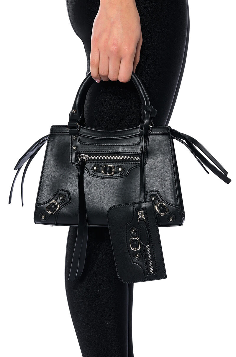 Front View Bernadetta Strappy Black Bag