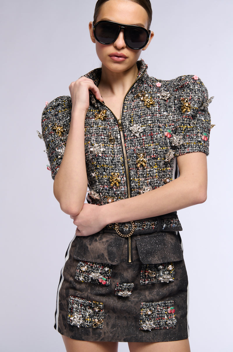 Back View Bernie Tweed Mini Dress