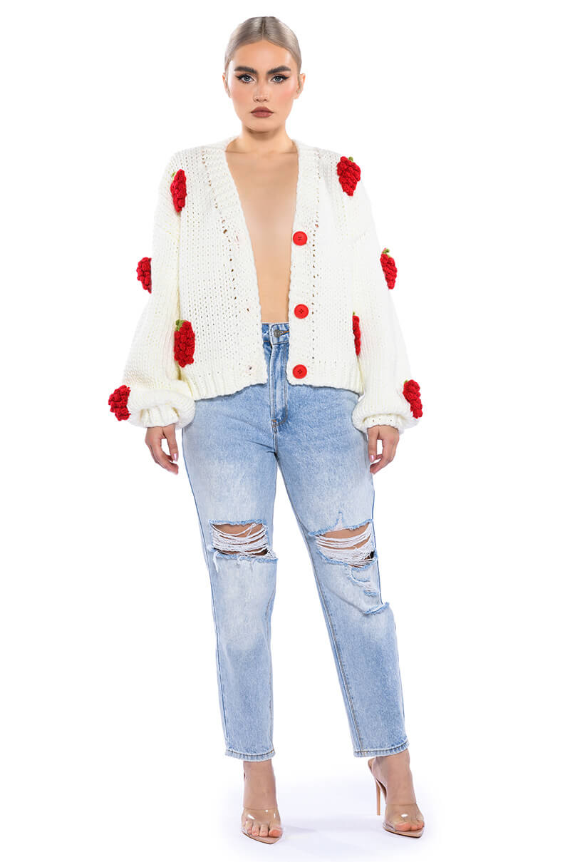 Detail View Berries Button Cardigan