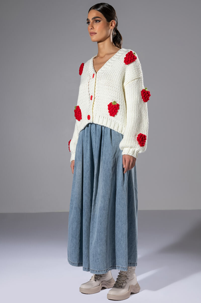 Detail View Berries Button Cardigan