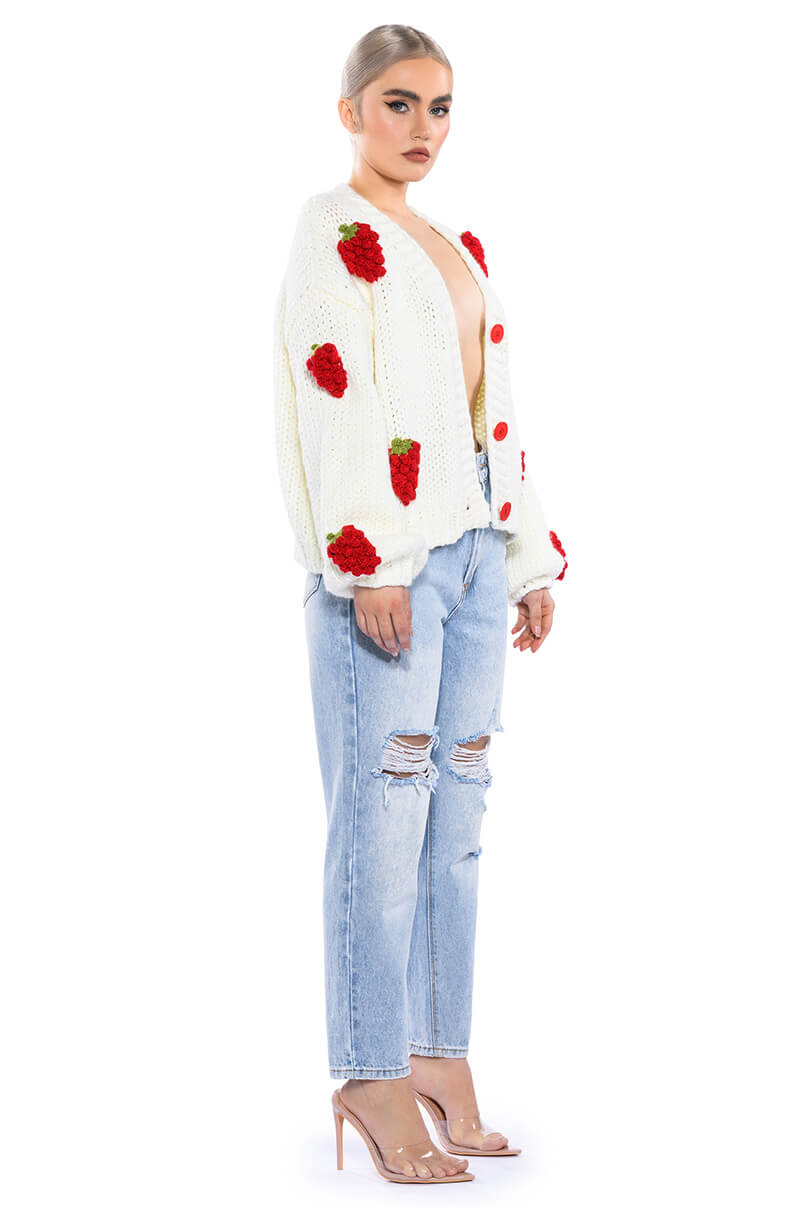 Full View Berries Button Cardigan