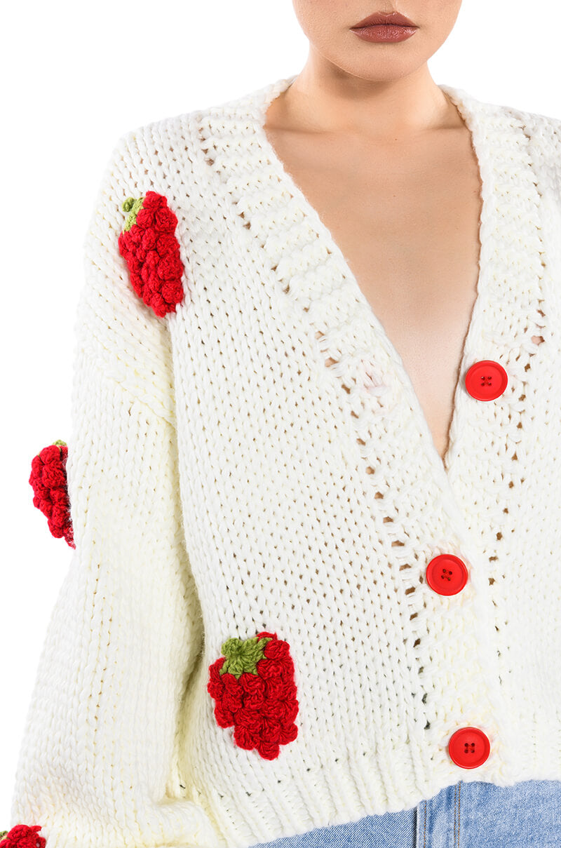 Extra View Berries Button Cardigan