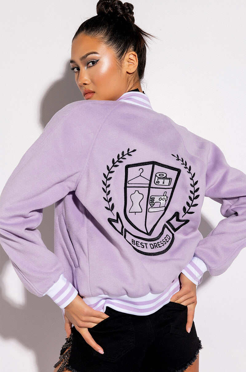 Side View Best Dressed Lilac Bomber