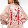 Front View Best Dressed Satin Lace Up Bomber