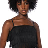 Front View Best Ever Fringe Tank Top In Black