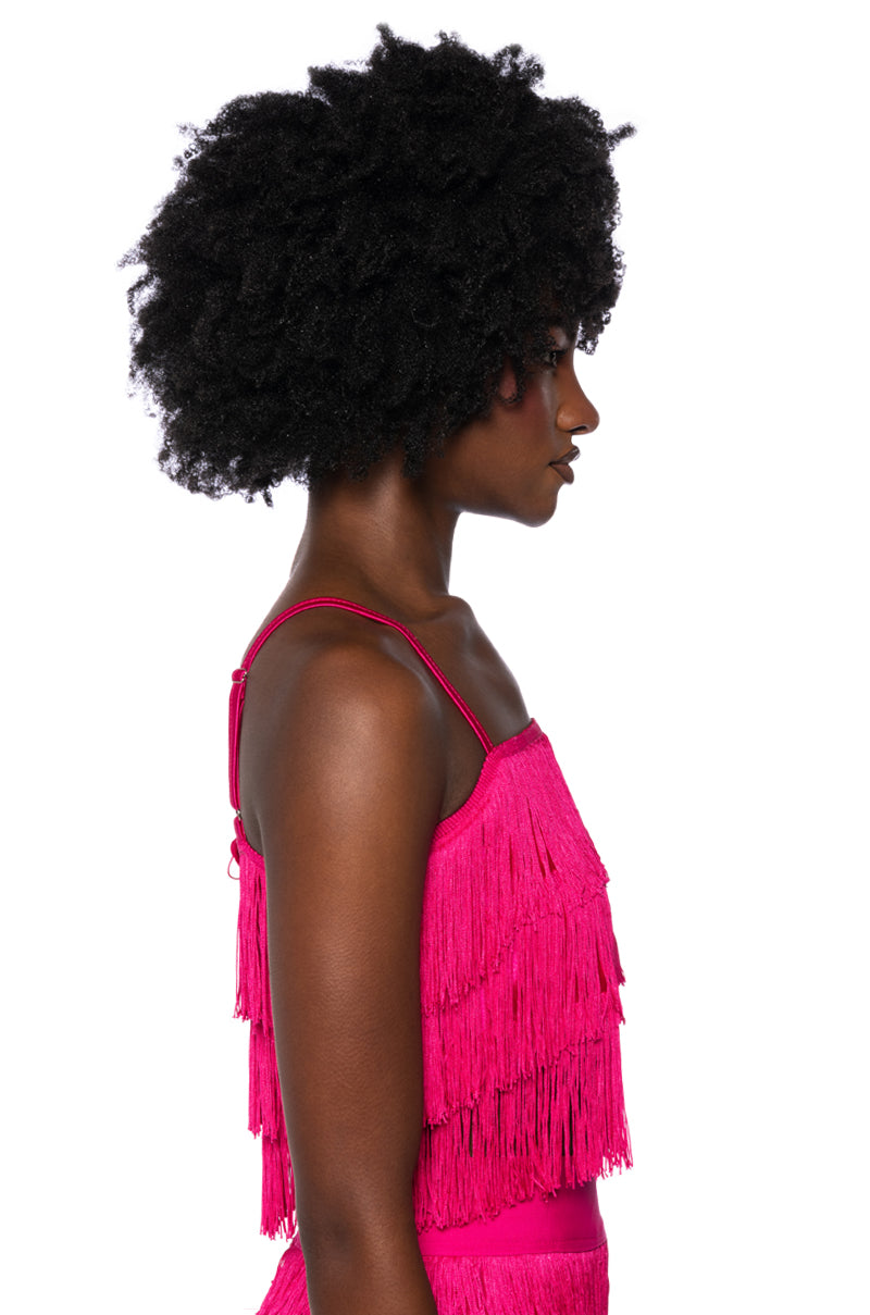 Full View Best Ever Fringe Tank Top In Fuchsia