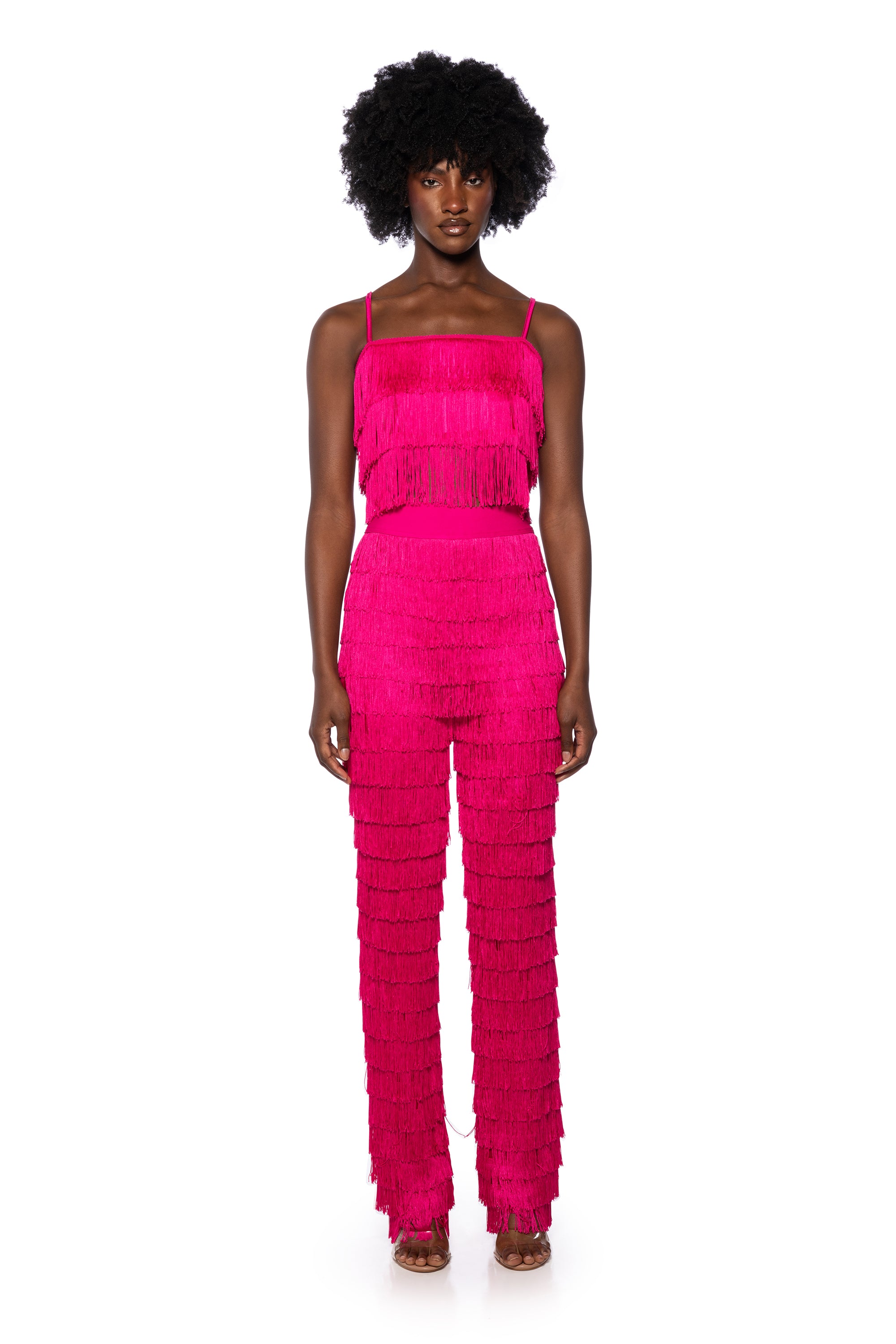 Extra View Best Ever Fringe Wide Leg Pant In Fuchsia