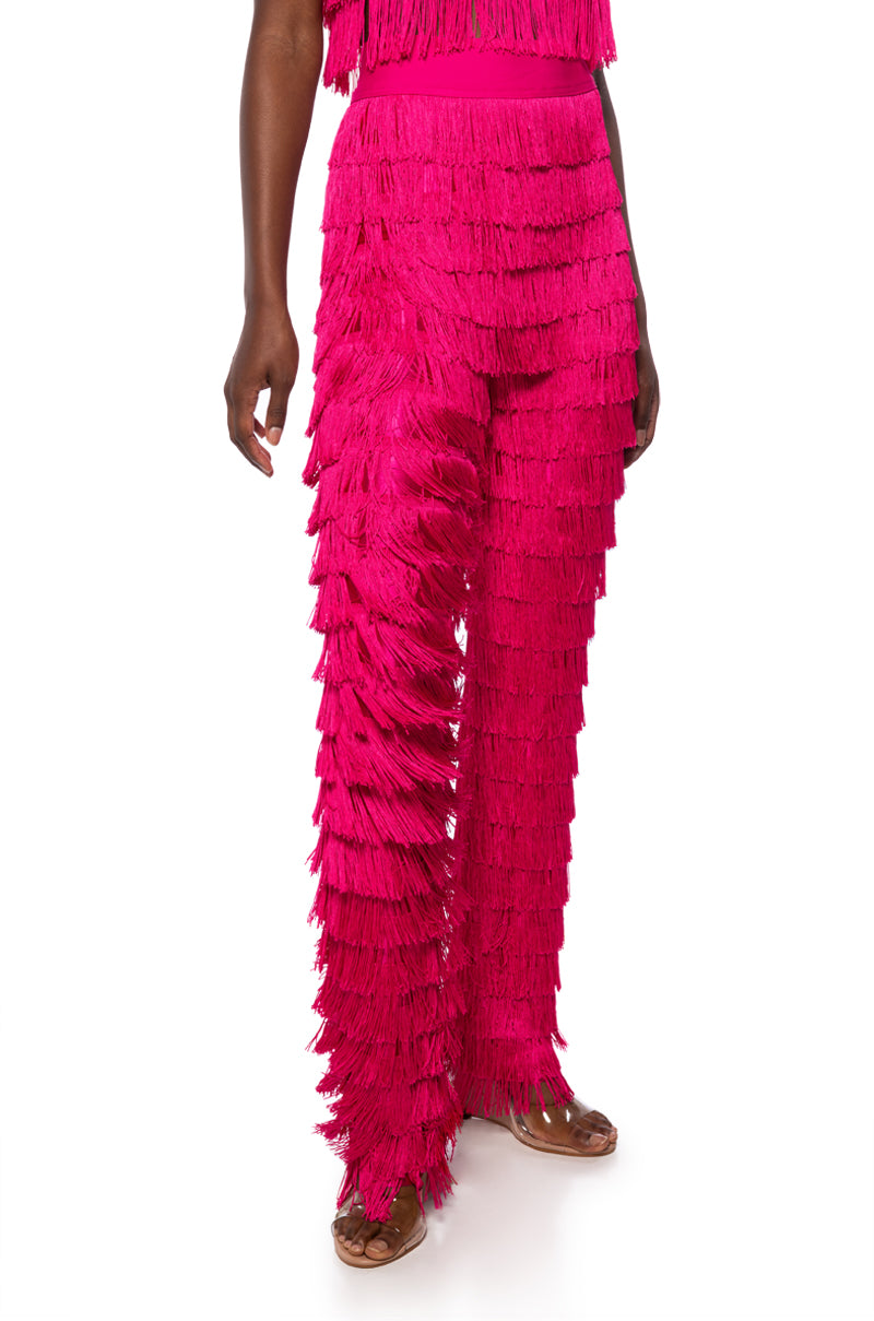 BEST EVER FRINGE WIDE LEG PANT IN FUCHSIA view 0
