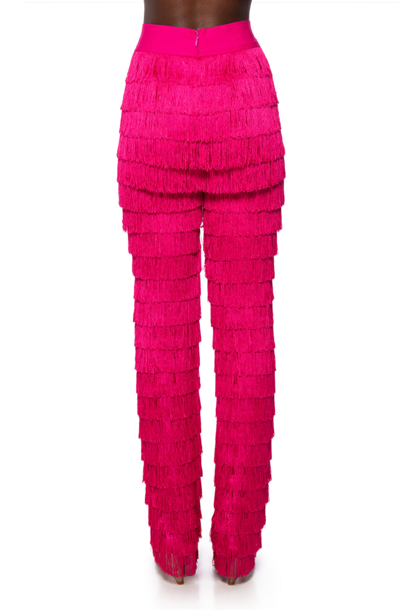 Extra View Best Ever Fringe Wide Leg Pant In Fuchsia