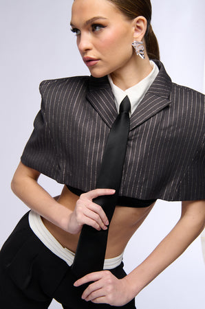 Lapis Striped Crop Tie Top