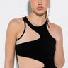 Front View Best Of Me Mesh Cutout Ribbed Tank