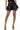 Front View Bethany Ruffle Mini Faux Leather Short