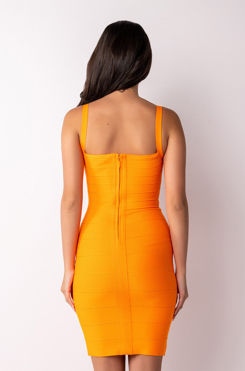BETTER FOREVER BANDAGE MINI DRESS ORANGE AKIRA BETTER FOREVER BANDAGE MINI DRESS ORANGE AKIRA