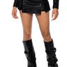 Front View Better Off Alone Pu Houndstooth Skort