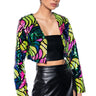 Front View Better To Love At Midnight Crop Sequin Blazer