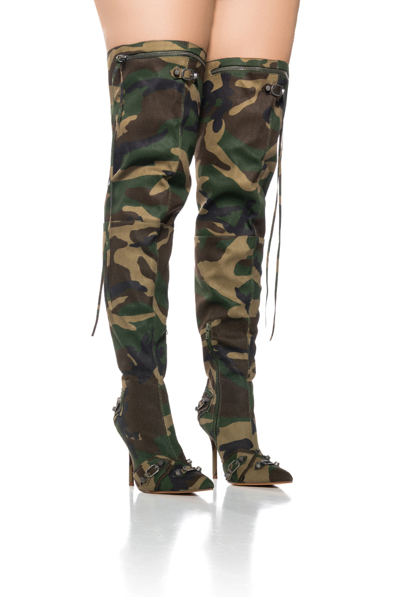 BEXIE CAMO THIGH HIGH STILETTO BOOT view 0
