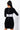 Back View Bianca Corset Detail Mini Dress With Thumb Holes in Black Multi