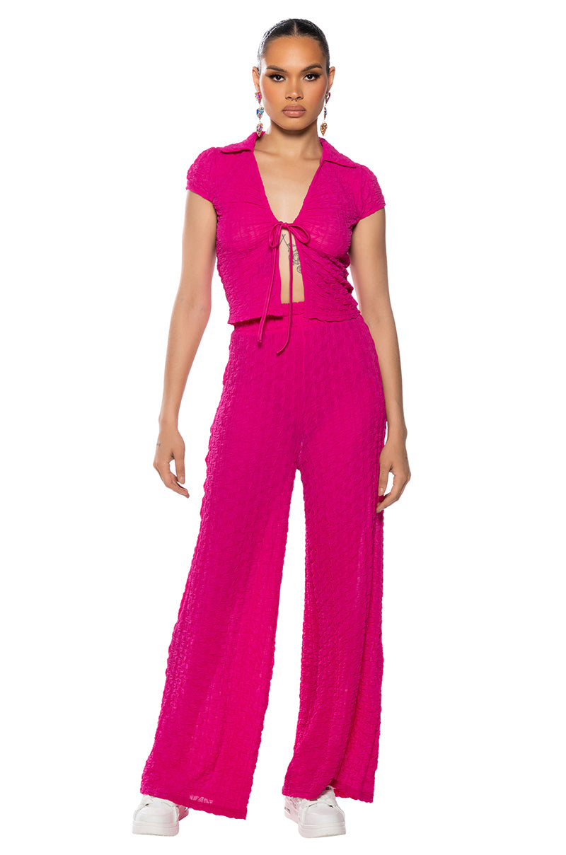 Back View Bianca Tie Front Mesh Top