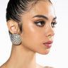 Front View Big Baby Rhinestone Clip On Stud In Silver