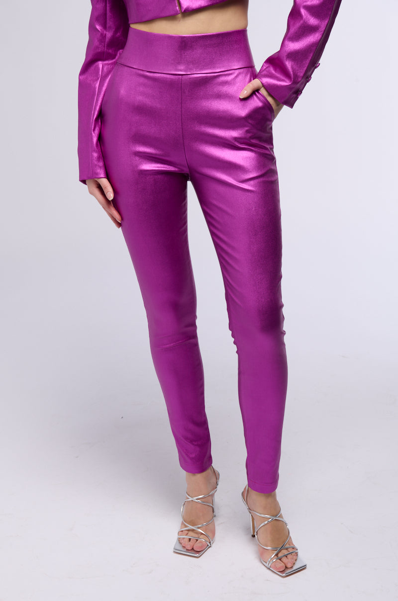 BIG BOOTY HIGH WAIST FAUX LEATHER PANT IN NEON PURPLE view 0