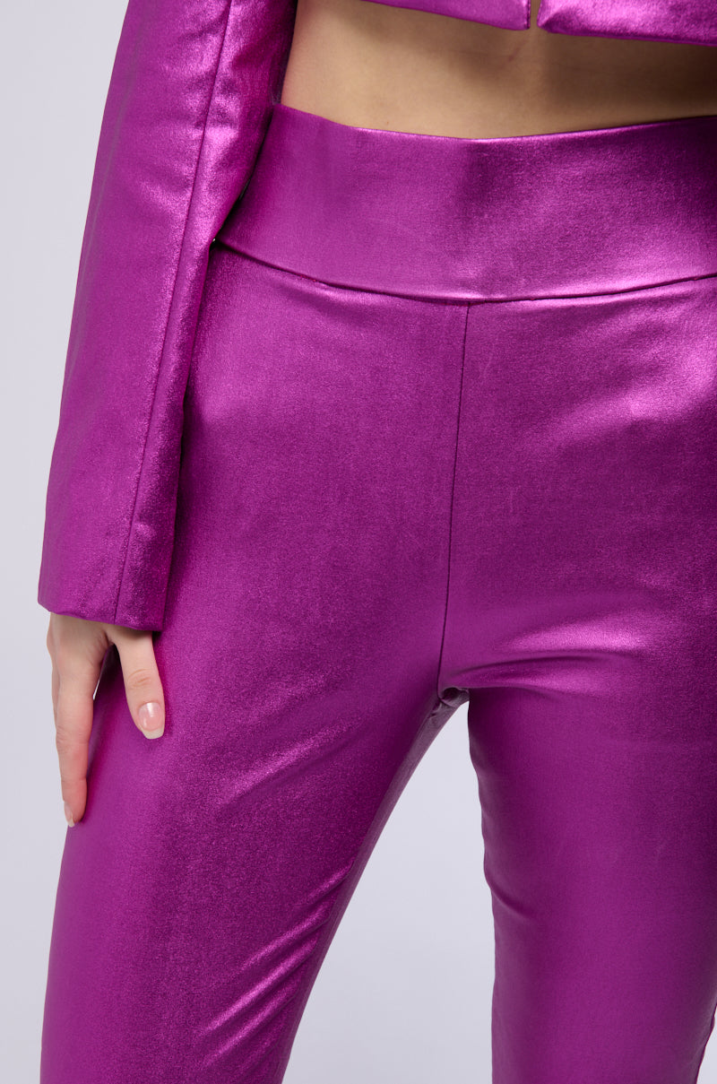 Extra View Big Booty High Waist Faux Leather Pant In Neon Purple