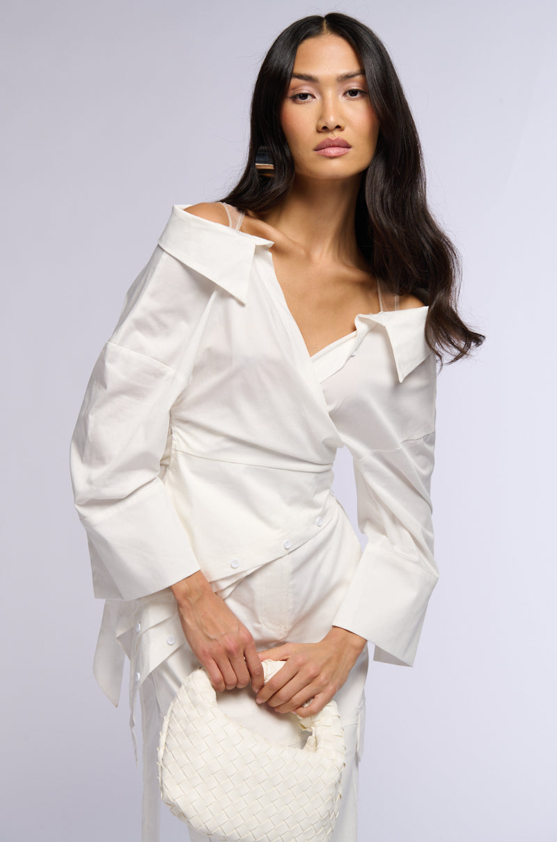 Front View Billy Off The Shoulder Wrap Front Blouse