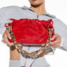 Front View Bindi Croc Red Baguette Bag