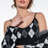 Front View Birdie Argyle Knit Crop Top