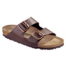 Side View Birkenstock Arizona Birko-flor Narrow Sandal in Dark Brown