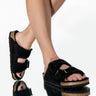 Front View Birkenstock Arizona Shearling Sandal In Black