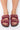 Back View Birkenstock Arizona Shearling Sandal In Maroon