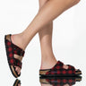 Front View Birkenstock Arizona Wool Sandal In Red Black