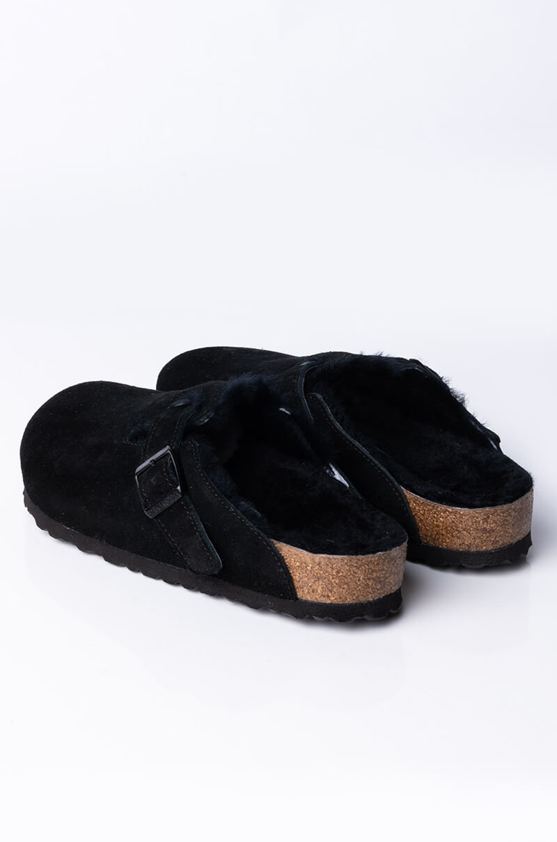 Full View Birkenstock Boston Shearling Sandal In Black